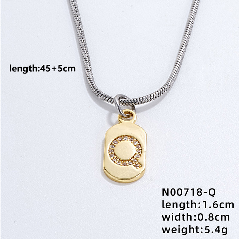 Wholesale Simple Style Letter Stainless Steel Titanium Steel Plating Chain Inlay Gold Plated Zircon Pendant Necklace