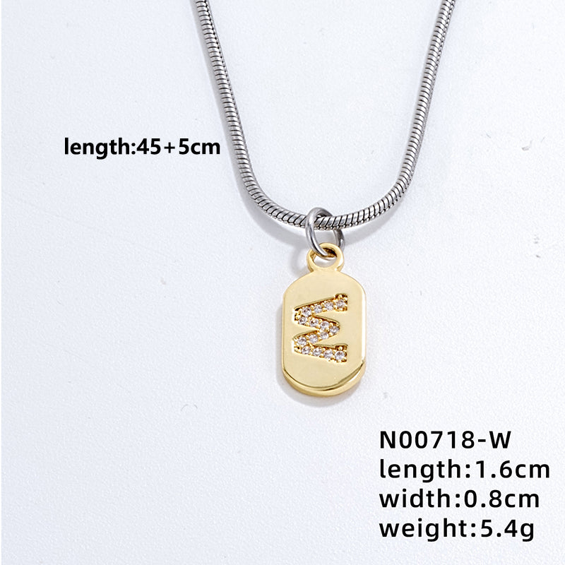 Wholesale Simple Style Letter Stainless Steel Titanium Steel Plating Chain Inlay Gold Plated Zircon Pendant Necklace