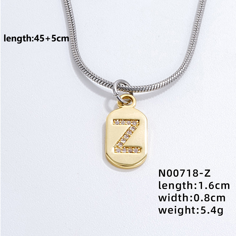 Wholesale Simple Style Letter Stainless Steel Titanium Steel Plating Chain Inlay Gold Plated Zircon Pendant Necklace