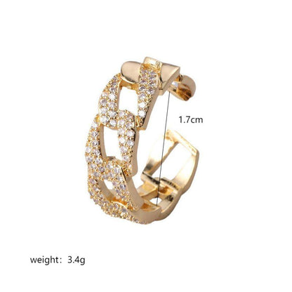 Commute Round Copper Plating Inlay Zircon 18k Gold Plated Open Rings