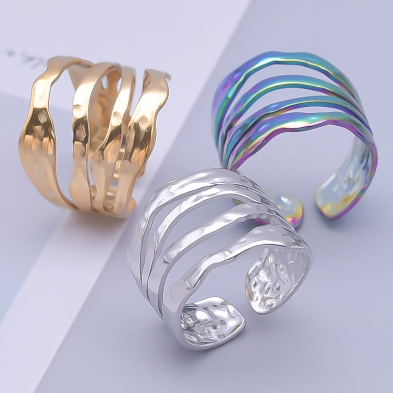 Retro Simple Style Geometric Stainless Steel Polishing Plating Open Rings