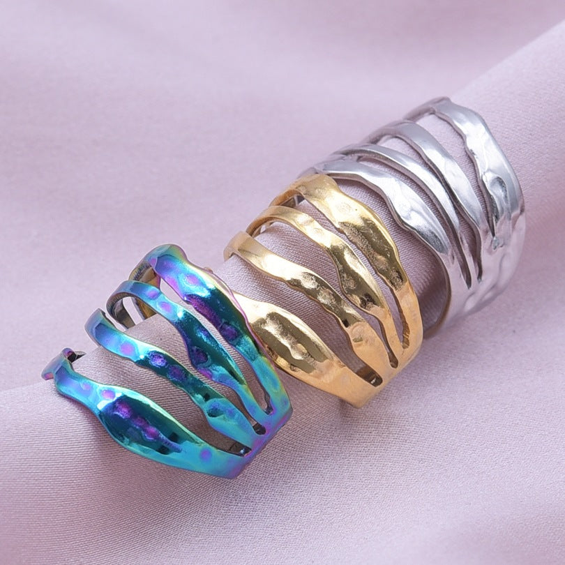 Retro Simple Style Geometric Stainless Steel Polishing Plating Open Rings