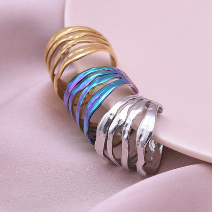 Retro Simple Style Geometric Stainless Steel Polishing Plating Open Rings