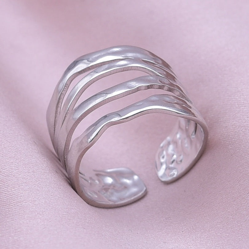 Retro Simple Style Geometric Stainless Steel Polishing Plating Open Rings