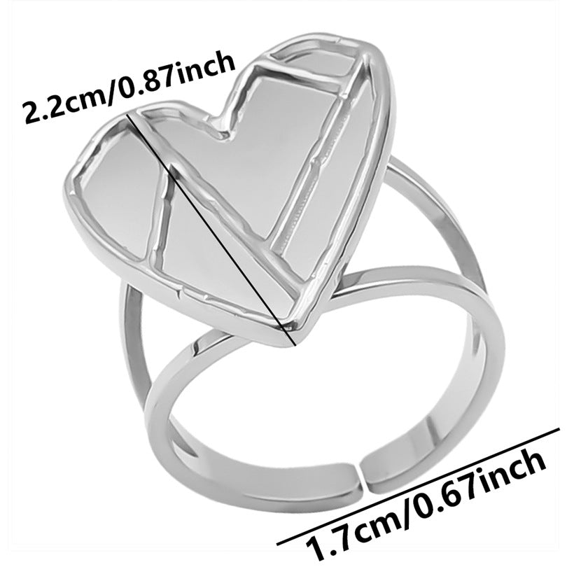 Simple Style Heart Shape Stainless Steel Polishing Plating Open Rings