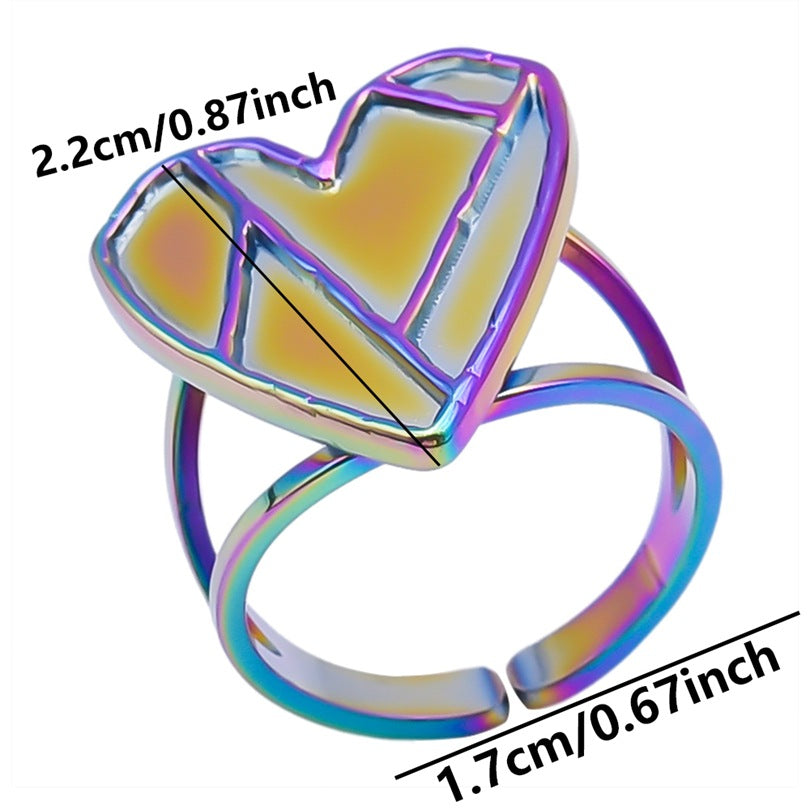 Simple Style Heart Shape Stainless Steel Polishing Plating Open Rings