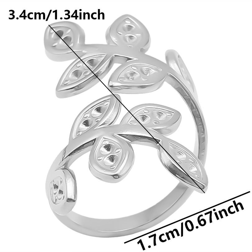 Simple Style Leaves Stainless Steel Polishing Plating Open Rings