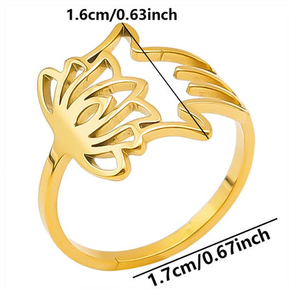 Simple Style Lotus Stainless Steel Plating Open Rings