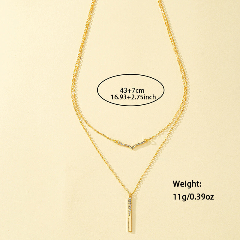 Simple Style Geometric Alloy Zinc Plating Inlay Rhinestones Women's Double Layer Necklaces
