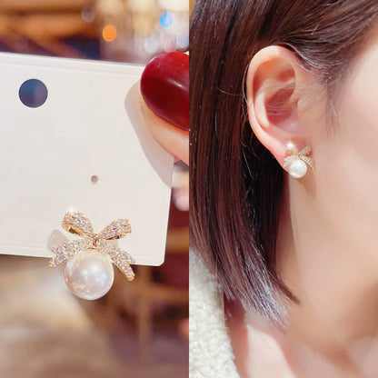 1 Pair French Style Classic Style Bow Knot Alloy Ear Studs