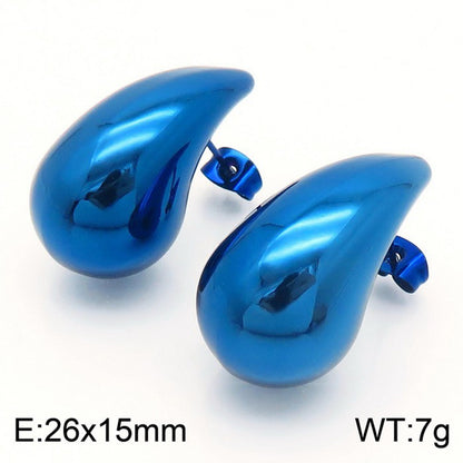 1 Pair Basic Water Droplets Plating Titanium Steel Ear Studs