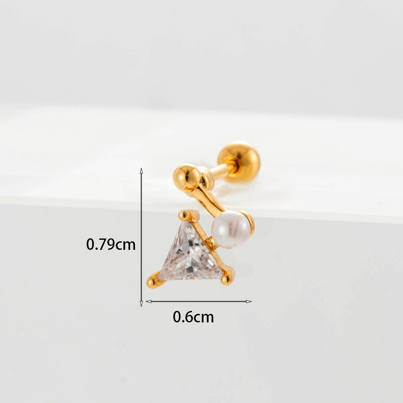 Gooddiy Wholesale Jewelry New Style Thin Rod Stainless Steel Screw Ball Stud Earrings