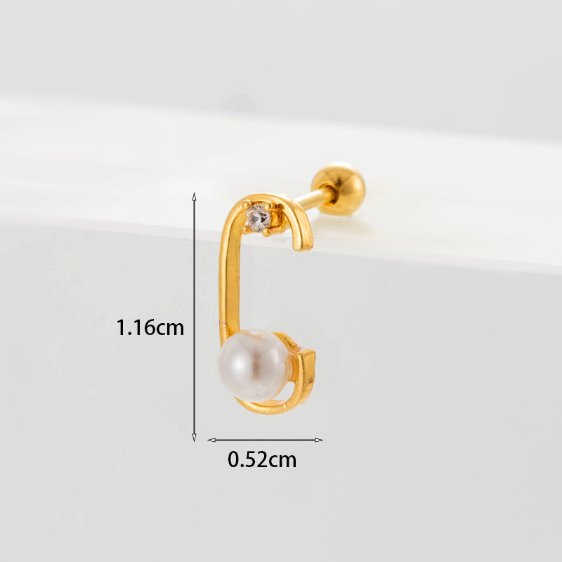 Gooddiy Wholesale Jewelry New Style Thin Rod Stainless Steel Screw Ball Stud Earrings