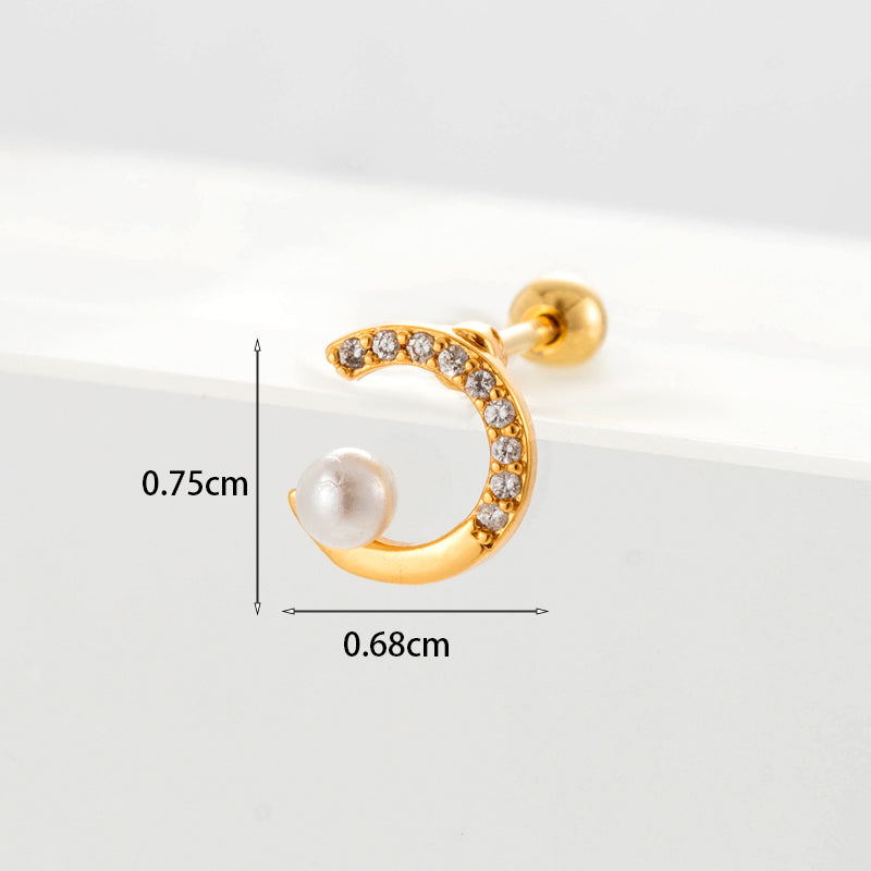 Gooddiy Wholesale Jewelry New Style Thin Rod Stainless Steel Screw Ball Stud Earrings