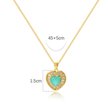Ig Style Heart Shape Copper Plating Inlay Artificial Pearls Zircon 18k Gold Plated Pendant Necklace