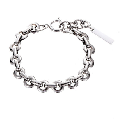 Retro Simple Style Solid Color Titanium Steel Polishing Bracelets Necklace