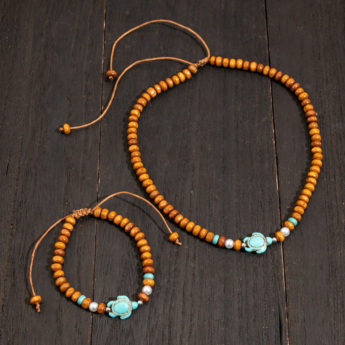 Classic Style Round Arylic Wood Men's Bracelets Necklace