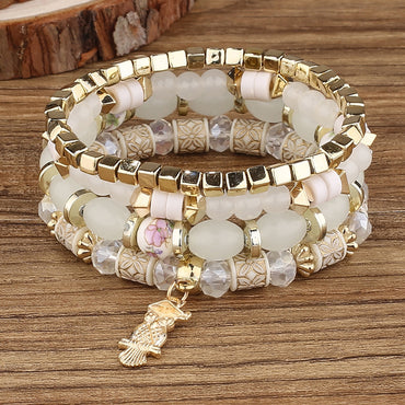 Vintage Style Printing Color Block Arylic Alloy Glass Wholesale Bracelets