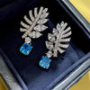 1 Pair Ig Style Shiny Leaves Plating Inlay Copper Zircon Drop Earrings