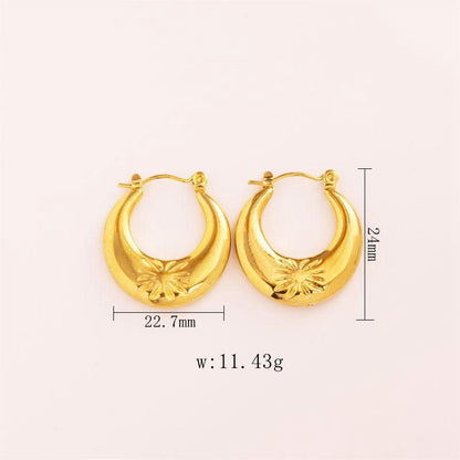 1 Pair Vintage Style U Shape Geometric Heart Shape Plating Stainless Steel Hoop Earrings