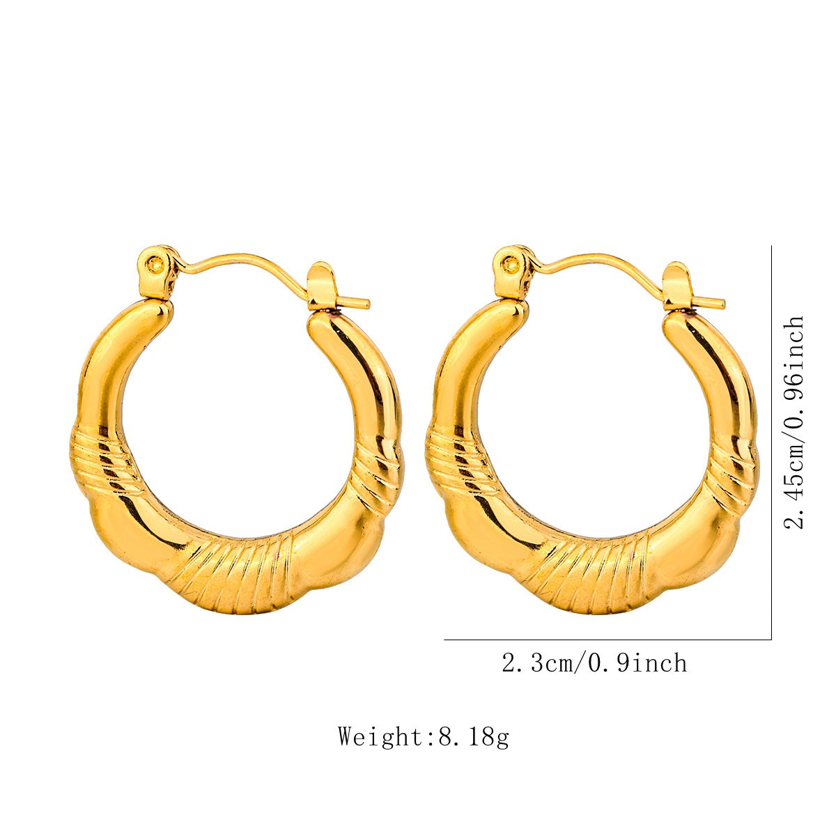 1 Pair Vintage Style U Shape Geometric Heart Shape Plating Stainless Steel Hoop Earrings