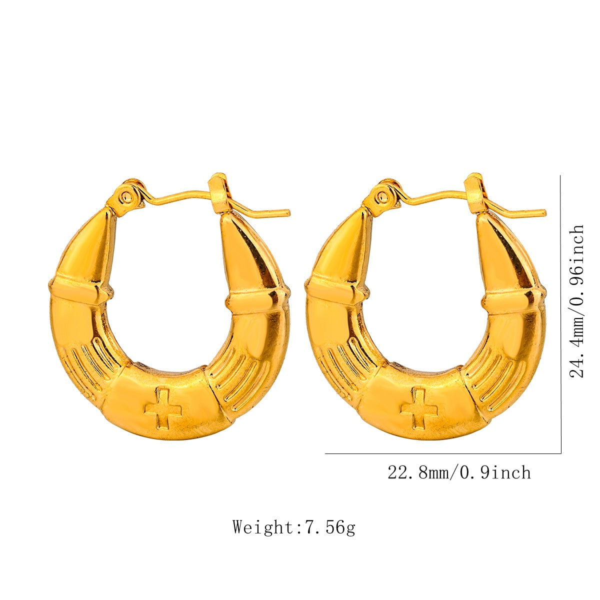 1 Pair Vintage Style U Shape Geometric Heart Shape Plating Stainless Steel Hoop Earrings