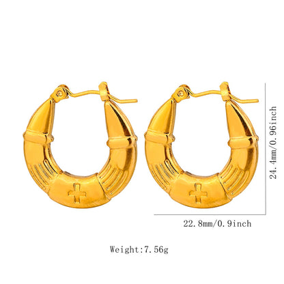 1 Pair Vintage Style U Shape Geometric Heart Shape Plating Stainless Steel Hoop Earrings