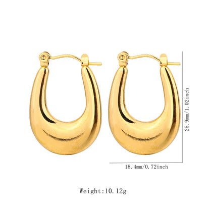 1 Pair Vintage Style U Shape Geometric Heart Shape Plating Stainless Steel Hoop Earrings