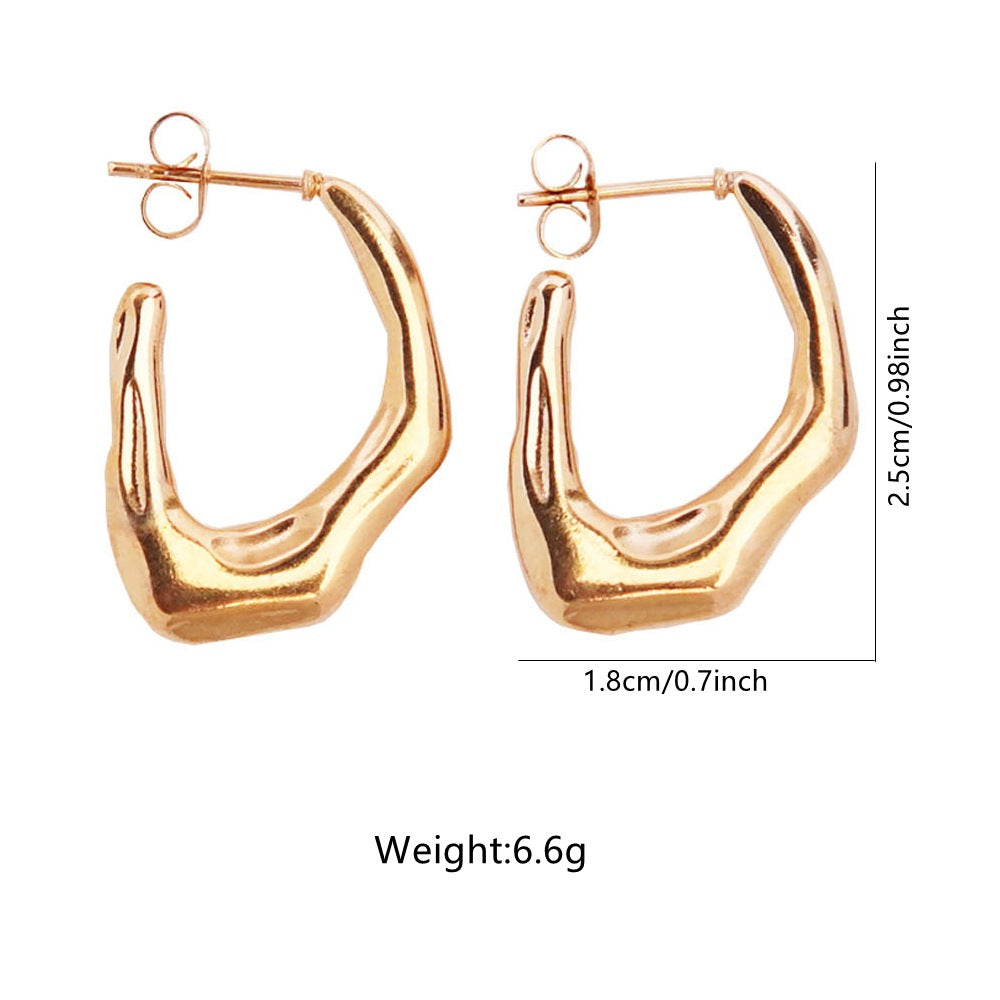 1 Pair Vintage Style U Shape Geometric Heart Shape Plating Stainless Steel Hoop Earrings