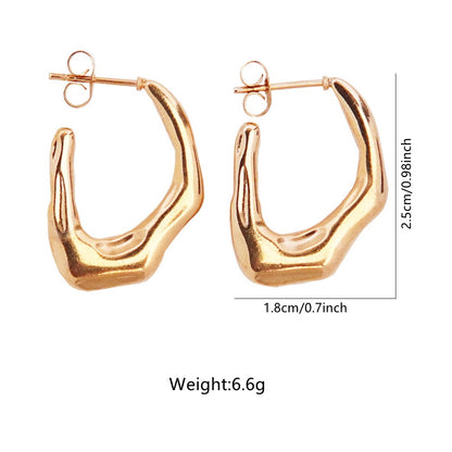 1 Pair Vintage Style U Shape Geometric Heart Shape Plating Stainless Steel Hoop Earrings