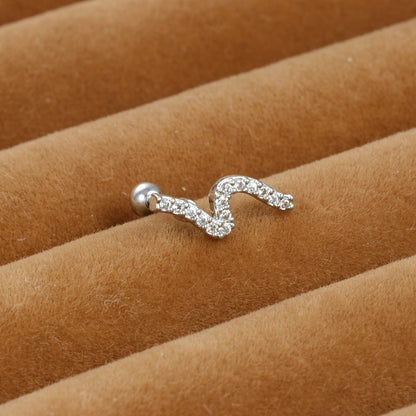 1 Piece Simple Style Heart Shape Snake Fish Bone Plating Inlay Stainless Steel Zircon Ear Studs