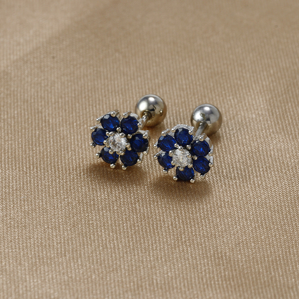 1 Pair Sweet Flower Plating Inlay Stainless Steel Zircon Ear Studs