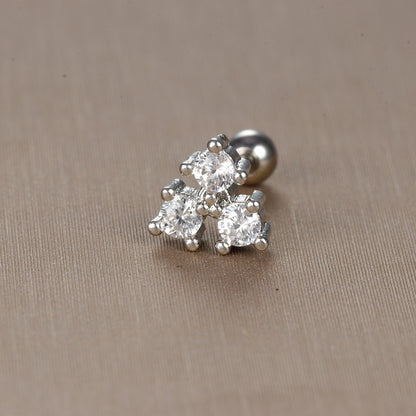 1 Piece Sweet Simple Style Flower Plating Inlay Titanium Steel Zircon Ear Studs