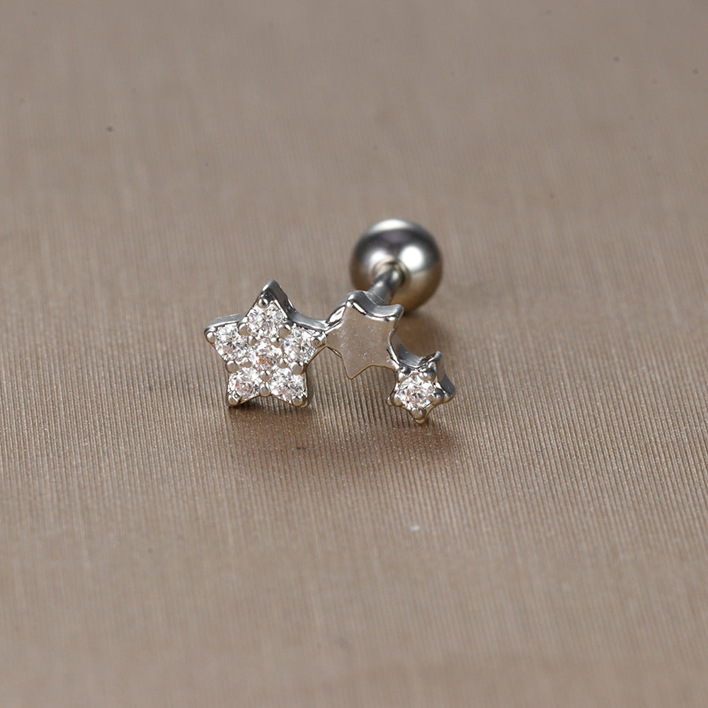 1 Piece Sweet Simple Style Flower Plating Inlay Titanium Steel Zircon Ear Studs