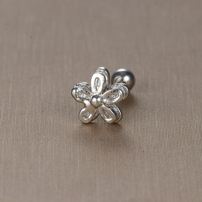 1 Piece Sweet Simple Style Flower Plating Inlay Titanium Steel Zircon Ear Studs