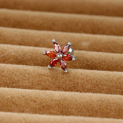 1 Piece Shiny Flower Plating Inlay Stainless Steel Zircon Ear Studs