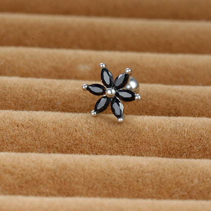 1 Piece Shiny Flower Plating Inlay Stainless Steel Zircon Ear Studs