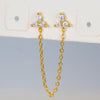 1 Piece Simple Style Triangle Round Plating Chain Inlay Copper Zircon Ear Studs