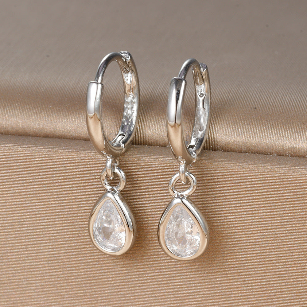 1 Pair Ig Style Simple Style Water Droplets Plating Inlay Copper Zircon Drop Earrings