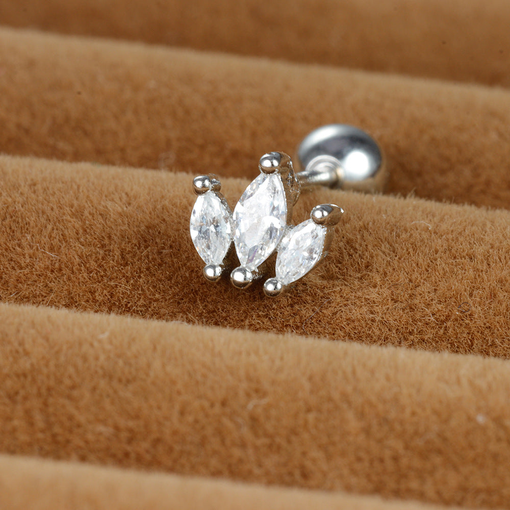 1 Piece Shiny Geometric Plating Inlay Copper Zircon Ear Studs