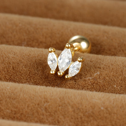 1 Piece Shiny Geometric Plating Inlay Copper Zircon Ear Studs