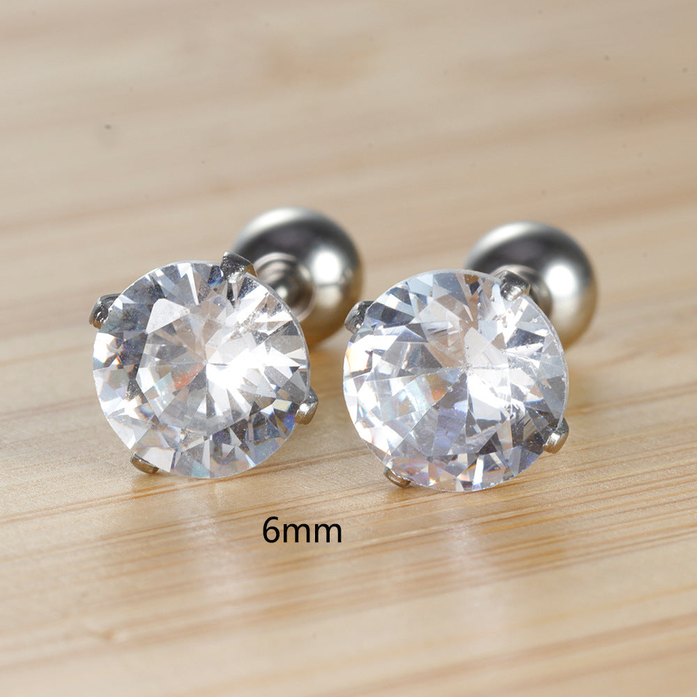 1 Pair Simple Style Round Plating Inlay Stainless Steel Zircon Ear Studs