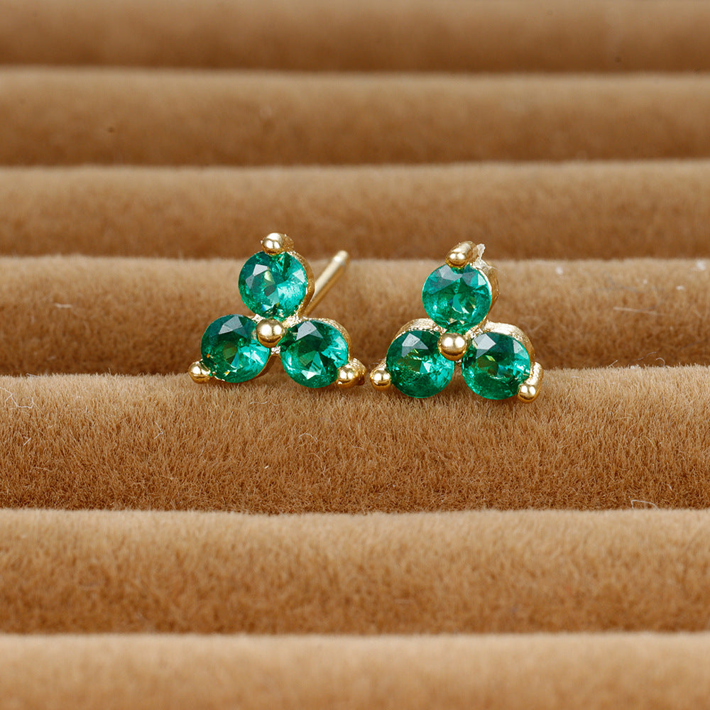 1 Pair Shiny Round Plating Inlay Copper Zircon Ear Studs