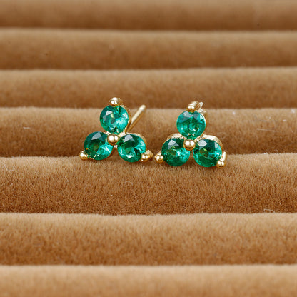 1 Pair Shiny Round Plating Inlay Copper Zircon Ear Studs