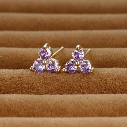 1 Pair Shiny Round Plating Inlay Copper Zircon Ear Studs