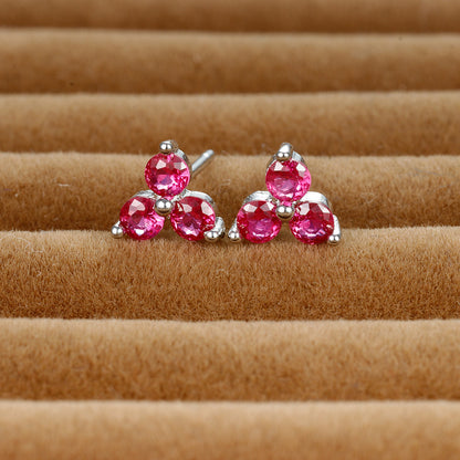 1 Pair Shiny Round Plating Inlay Copper Zircon Ear Studs