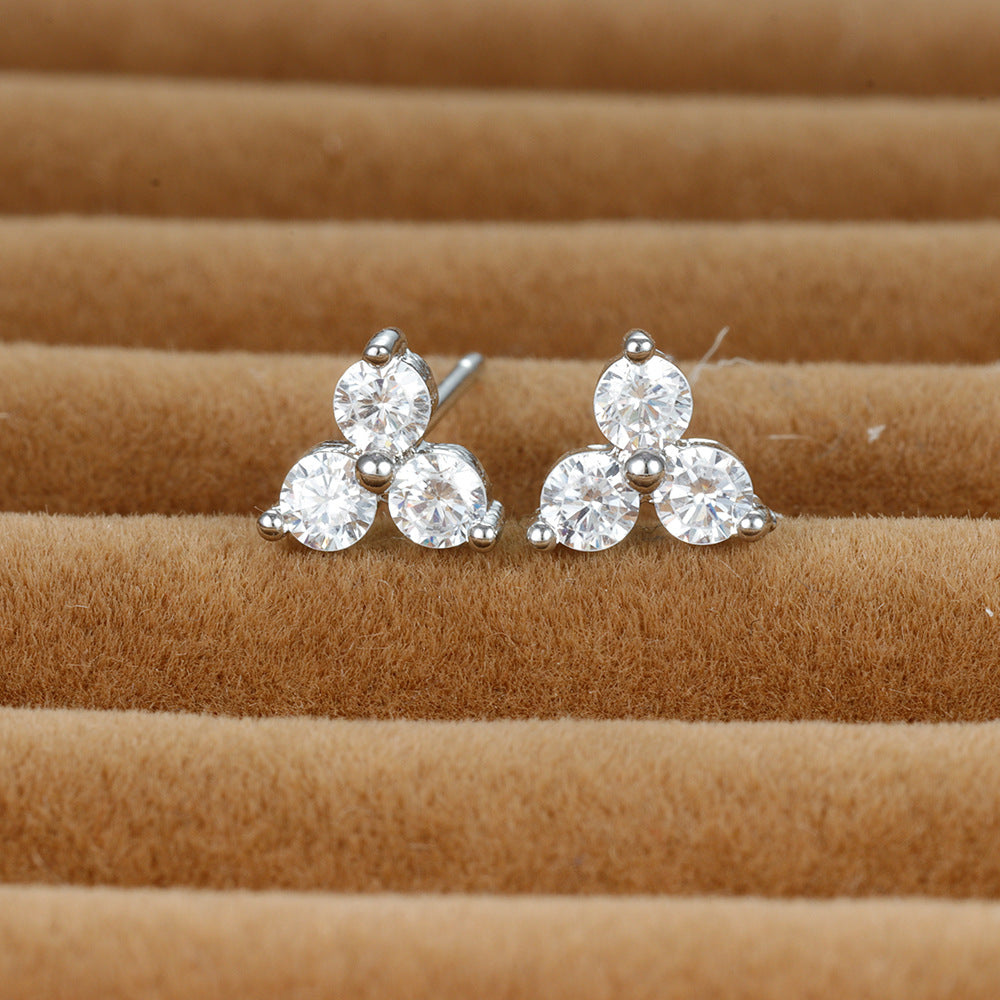 1 Pair Shiny Round Plating Inlay Copper Zircon Ear Studs