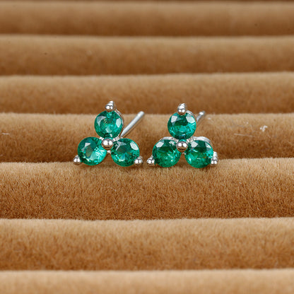 1 Pair Shiny Round Plating Inlay Copper Zircon Ear Studs