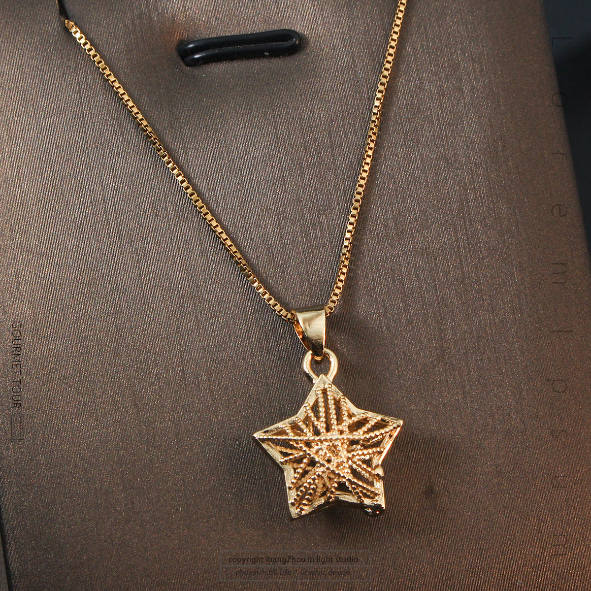 Simple Style Star Copper Plating Hollow Out Pendant Necklace