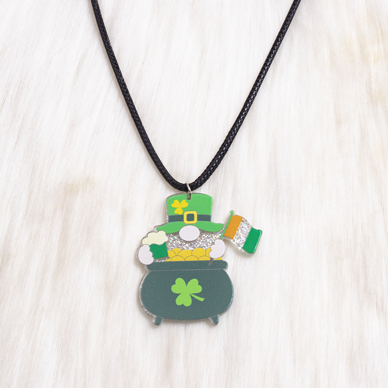 Ethnic Style Cartoon Arylic Printing St. Patrick Women's Pendant Necklace